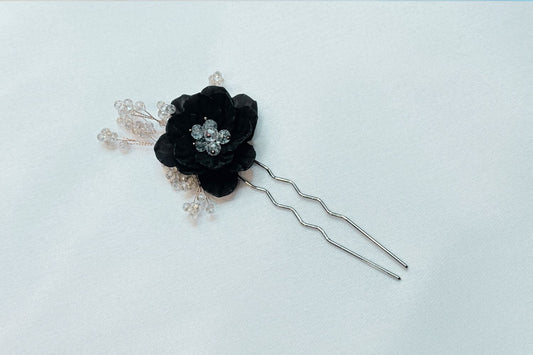 Zinnia Flower Traditional Korean Hair Pin (Black)