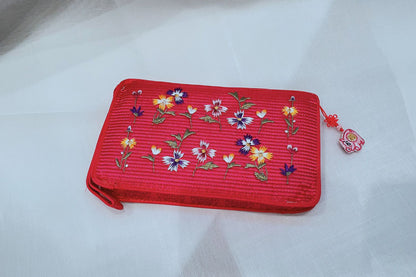 Floral Embroidered Pouch