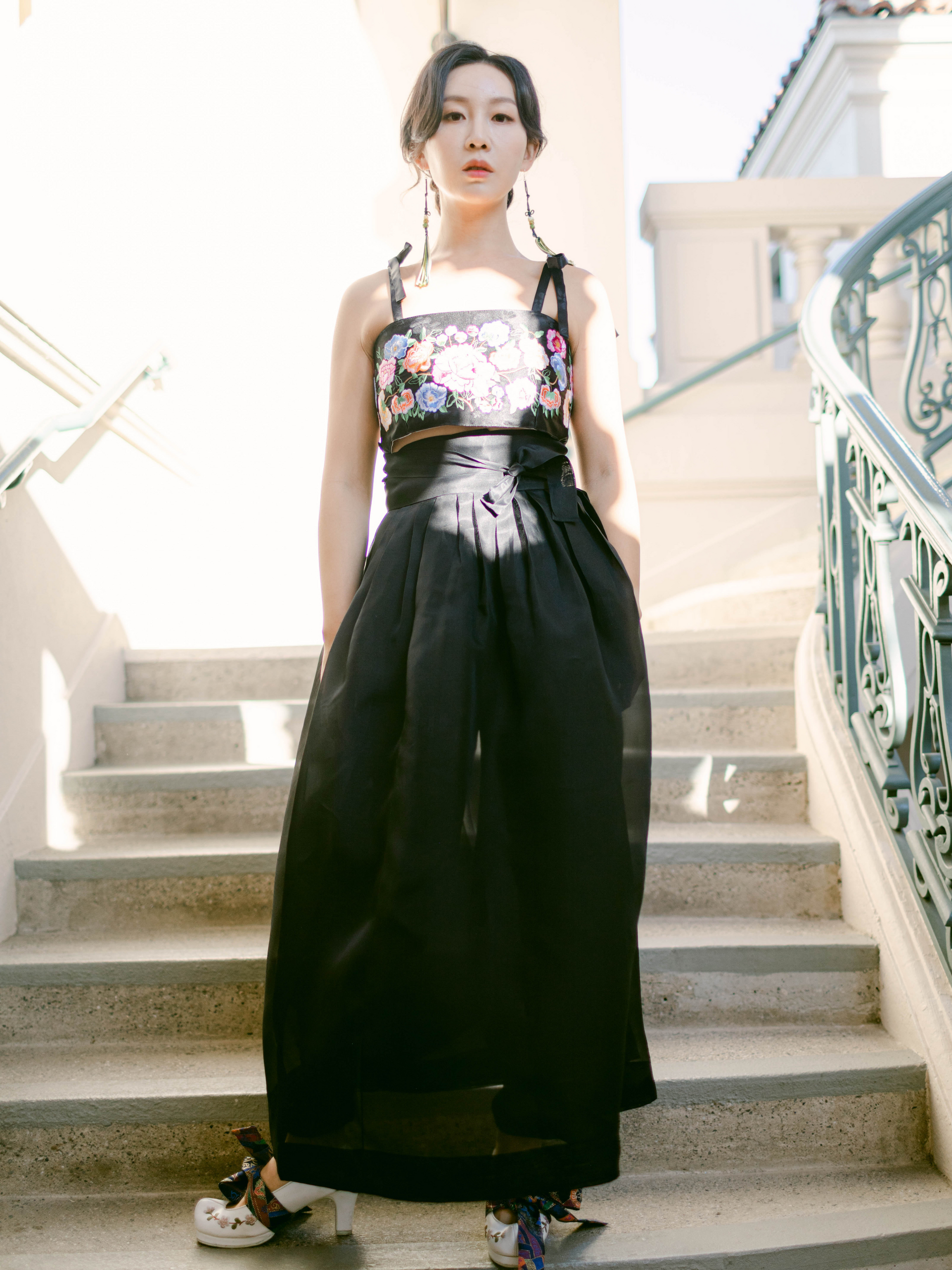 Black Silk Organza Wrap Skirt